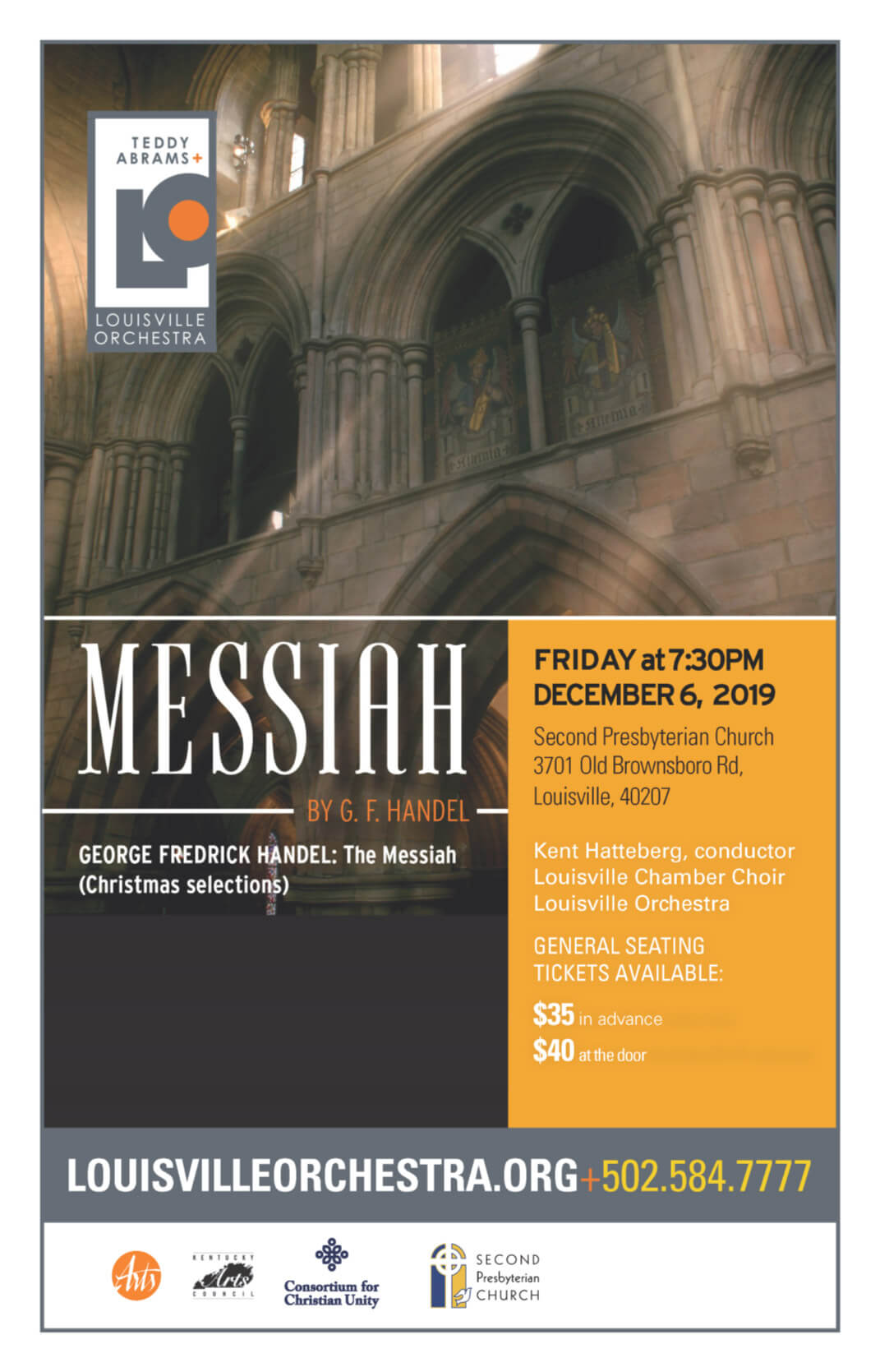 Messiah by G.F. Handel. Friday, Dec. 6, 2019 7:30pm