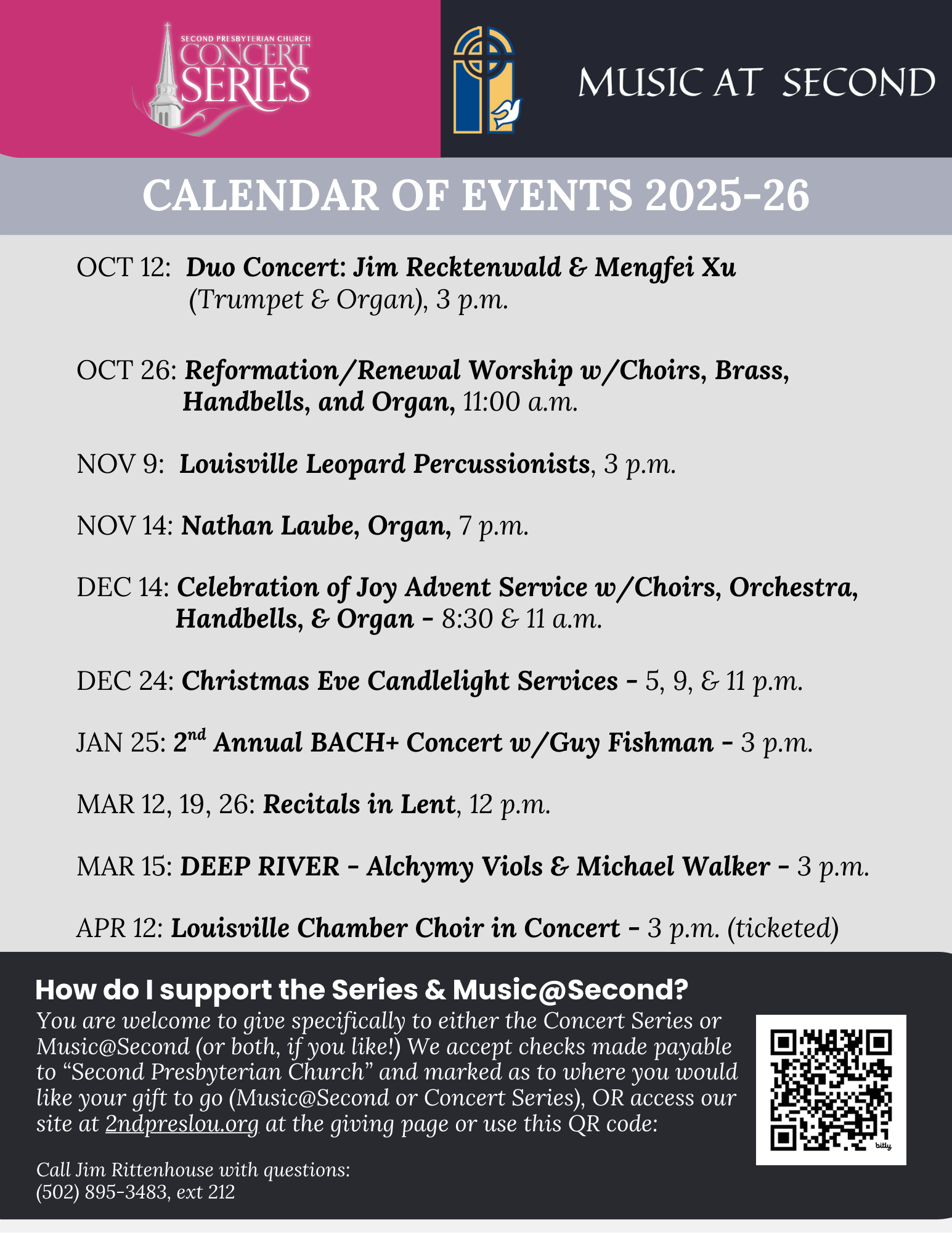 2025-2026 Concert Series Calendar