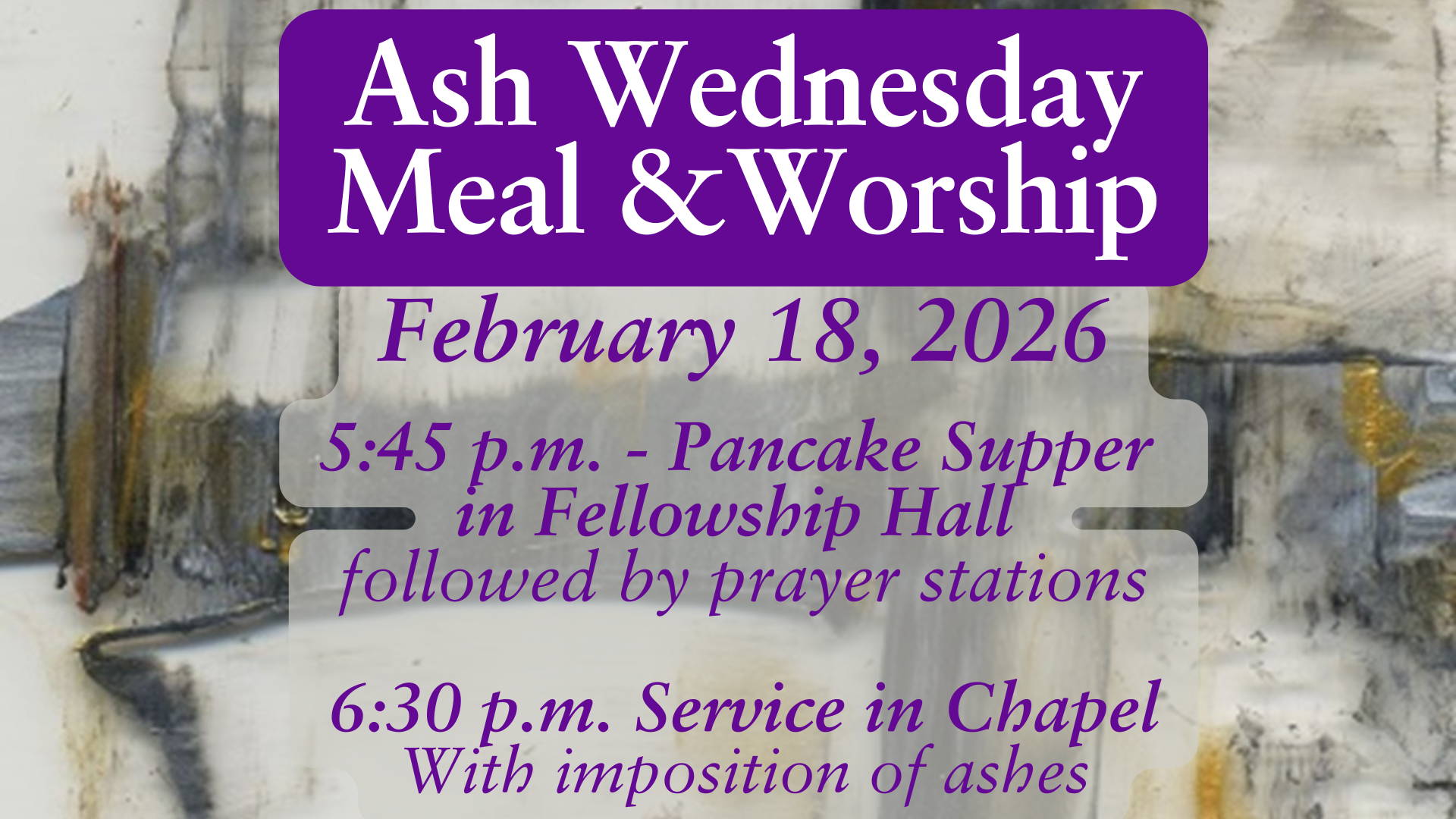 2025 Ash Wednesday Meal & Worship